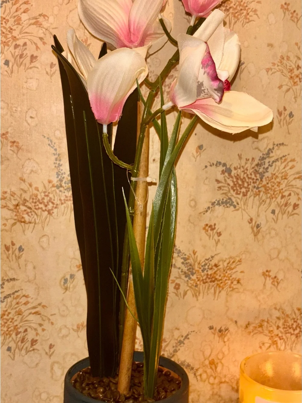 Artificial Orchid Stem in White and Pink - Home Accents